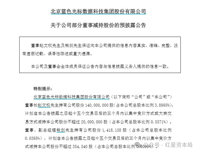 公司股价刚翻倍，蓝色光标创始人及副董事长拟双双减持，或合计套现4.75亿(1)